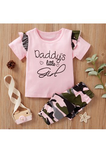 2-piece Baby / Toddler Letter Camouflage Tee and Pants Set