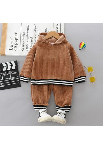 2-piece Toddler Boy/Girl Striped Drawstring Hoodie Sweatshirt and Pants Set