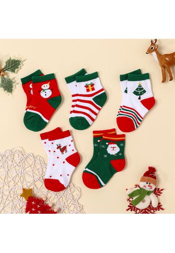 5-pack Baby / Toddler / Kid Christmas Print Socks