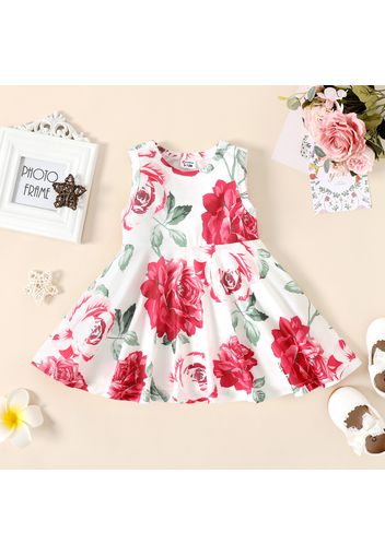 Baby Girl Allover Floral Print Flowy Sleeveless Tank Dress