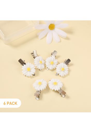 6-pack Floral Daisy Decor Hair Clip for Girls