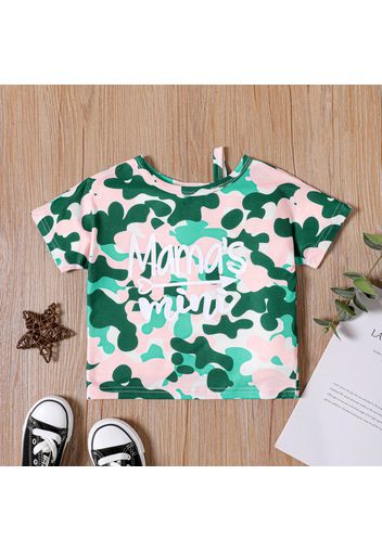 Toddler Girl Letter Camouflage Print Strap Design Short-sleeve Tee