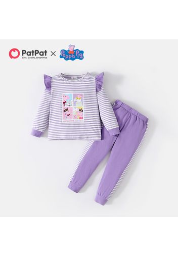 Peppa Pig 2-piece Toddler Girl Stripe Cotton Top and Solid Pants Set