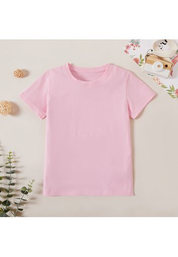 Pretty Kid Boy/Kid Girl All-cotton Solid Short-sleeve Tees