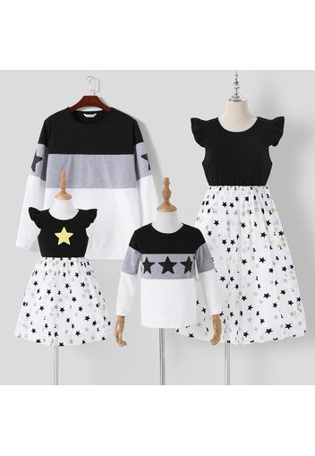 Solid Splice Star Print and Five-pointed Star Family Matching Sets