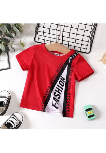 Baby Boy Letter Print Colorblock Short-sleeve T-shirt