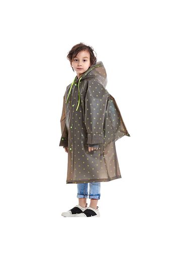 Kid Raincoat Star Print EVA Waterproof Hooded Schoolbag Cover Rainwear with Schoolbag Bit