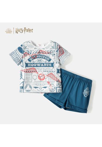 Harry Potter 2pcs Toddler Boy Letter Print Short-sleeve Tee and Patch Print Shorts Set