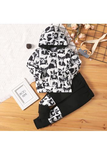 2-piece Toddler Boy Animal Dog Print Hoodie Sweatshirt and Pants Set