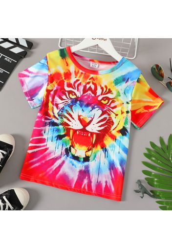 Kid Boy 100% Cotton Animal Tie Dyed Casual Short-sleeve Tee