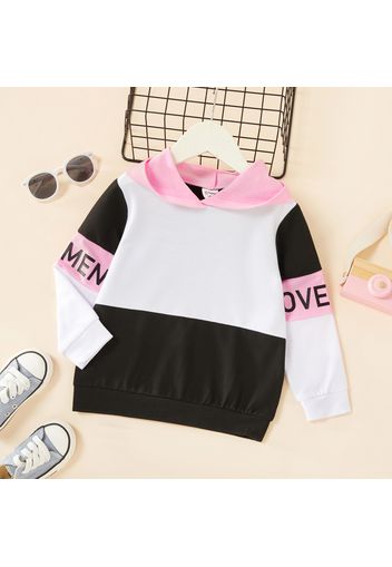 Toddler Girl Letter Print Colorblock Casual Hoodie Sweatshirt