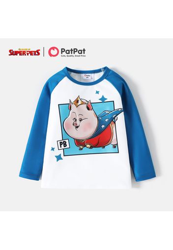 Super Pets Toddler Girl/Boy Letter Print Colorblock Long Raglan Sleeve Tee