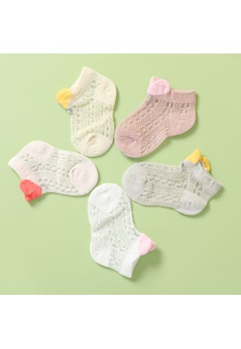 5-pairs Baby / Toddler Heart Trim Mesh Socks