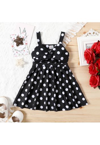 Baby Girl Polka Dots Spaghetti Strap Knot Hollow Out Dress
