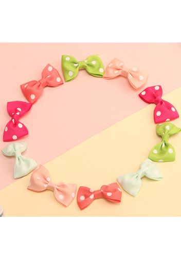 10-pack Ribbed Polka Dots Bow Hair Clips Hair Accessories for Girls