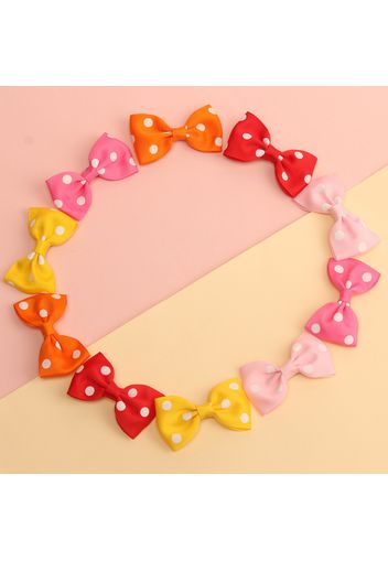 10-pack Ribbed Polka Dots Bow Hair Clips Hair Accessories for Girls