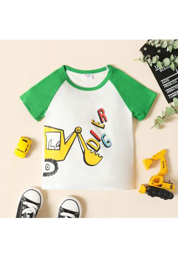 Toddler Boy Vehicle Print Short Raglan Sleeve tee