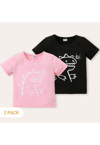 2-Pack Toddler Girl Animal Dinosaur Print Short-sleeve Tee