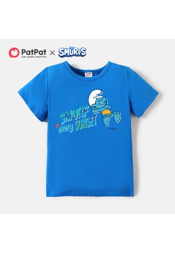 Smurfs Kid Boy/Kid Girl Letter Figure Print Short-sleeve Cotton Tee