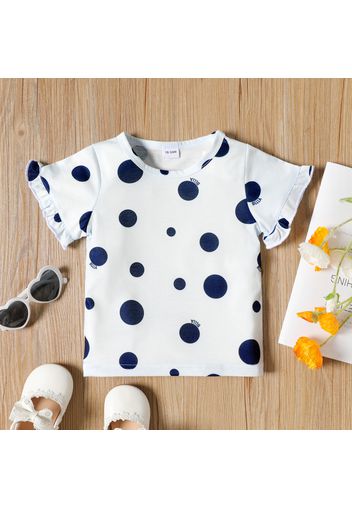 Toddler Girl Polka dots Ruffled Short-sleeve Tee