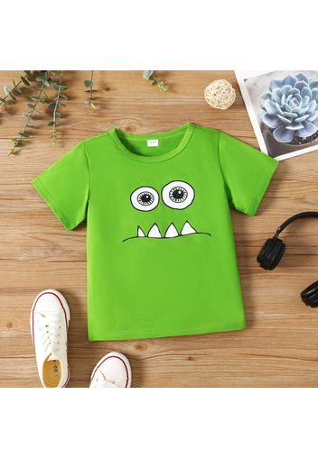 Kid Boy Funny Face Emoji Print Short-sleeve Tee