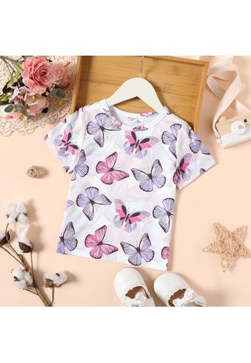 Toddler Girl Butterfly Embroidered/Print Short-sleeve Tee