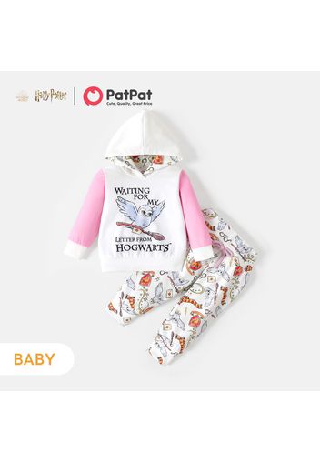 Harry Potter Baby Girl 2-piece Pink letter Owl Broomsticks Bowknot Sweatshirt