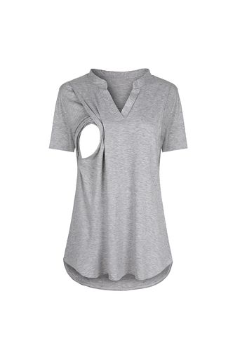 Casual Solid Short-sleeve Nursing Shirt