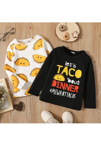 Toddler Boy Casual Letter/Food Print Long-sleeve Tee