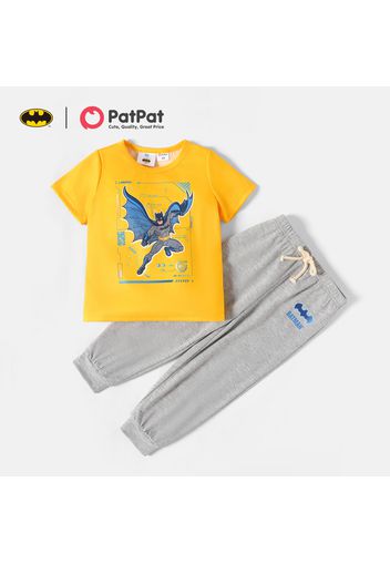 Batman 2-piece Toddler Boy Letter Figure Print Short-sleeve Yellow Tee and Elasticized Pants Set