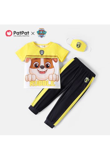 PAW Patrol 3-piece Toddler Boy/Girl Colorblock Tee and Sweatshirt Pants Set with Face Mask