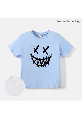 [4Y-14Y] Go-Neat Water Repellent and Stain Resistant Kid Boy Emojis Print Short-sleeve White Tee