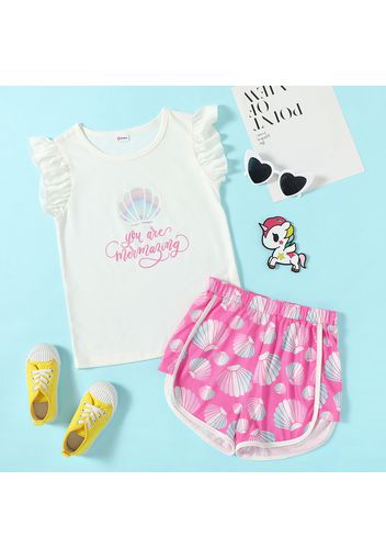 Kid Girl Letter Animal Shell Ocean/Unicorn Star Casual Suits