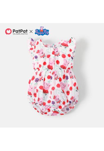 Peppa Pig Baby Girl  Fruits Print Flutter-sleeve/ Short-sleeve Romper