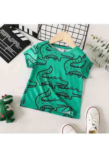 Toddler Boy Animal Crocodile Print Short-sleeve Tee