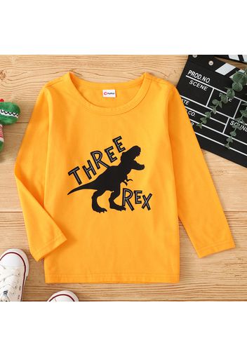 Toddler Boy Letter Dinosaur Print Long-sleeve Tee