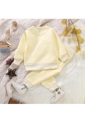 2-piece Toddler Girl/Boy Solid Long-sleeve Top and Elasticized Pants Casual Set