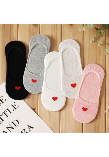 5-pairs Women Heart Print Non-slip Ankle Socks