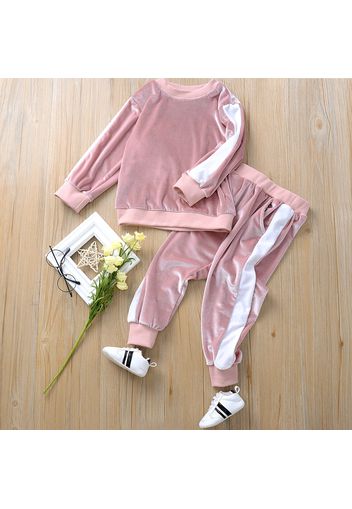 2-piece Baby / Toddler Fluff Striped Long-sleeve Pullover and Pants Set