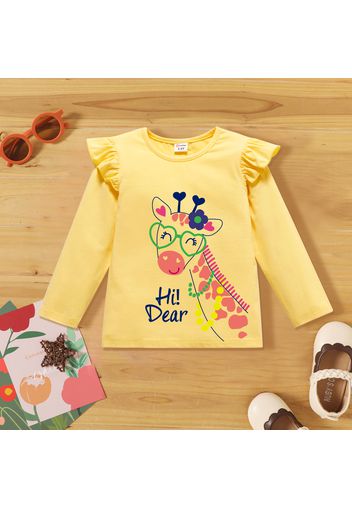 Toddler Graphic Flutter-sleeve Beige Long-sleeve Tee