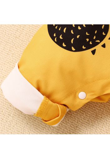 Baby Boy/Girl Cartoon Bear Print Yellow Long-sleeve Snap Jumpsuit