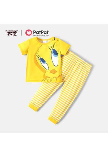 Looney Tunes 2pcs Toddler Girl/Boy Colorblock Short-sleeve Tee and Stripe Pants Set