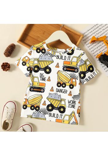 Toddler Boy Vehicle Print Colorblock Short-sleeve Tee