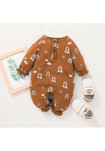 Baby Boy All Over Rainbow Print Long-sleeve Jumpsuit