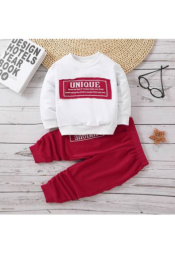 2pcs Toddler Boy Casual Letter Print Sweatshirt and Pants Set