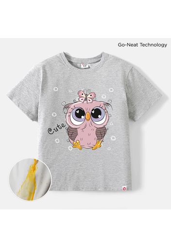 Go-Neat Toddler Girl Water & Stain Resistant Eco Unicorn Print Breathable Short-sleeve White Tee