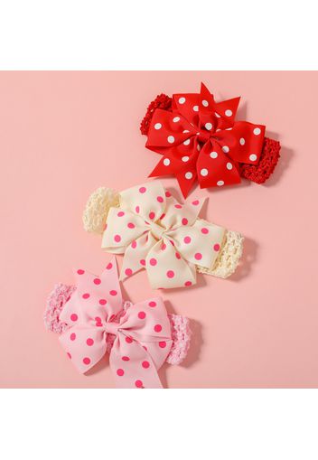 3-pack Polka Dots Ribbed Bow Headband for Girls