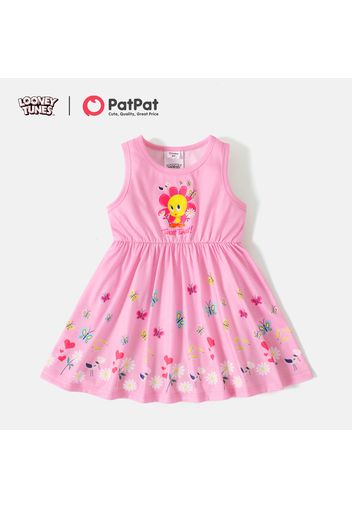 Looney Tunes Toddler Girl Butterfly Floral Print Sleeveless Pink Dress