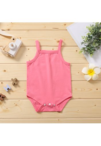 Multi Color Solid Sleeveless Strappy Baby Romper