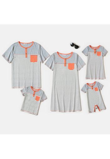 Stripe Print Family Matching Grey Sets